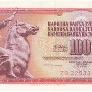 EX YU (SFRJ), 100 DINARA 1986, ZAMJENSKA NOVČANICA (PREFIX ZB)