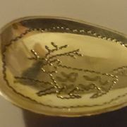 Srebrni broš- manji- oblik žlice- gravure jelena- pečat za srebro
