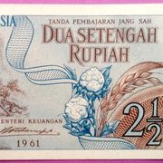 Indonezija 2½ Rupije 1961 UNC jako rijetka