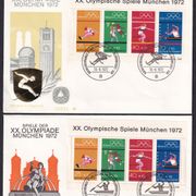 Njemačka 1972 – Olimpijske igre, 2 prigodne koverte sa prigodnim žigovima i