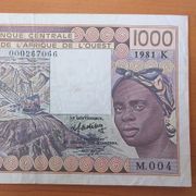 Senegal 1000 franaka 1989