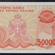 KNIN 50 000 DINARA (1993.) ZAMJENSKA, UNC