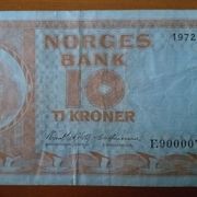 Norveška 10 kruna 1972