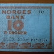 Norveška 10 kruna 1969