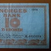 Norveška 10 kruna 1970