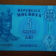 Moldavija 5 grivni 1994 UNC