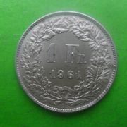 Switzerland - 1 Franc 1961 - Srebro