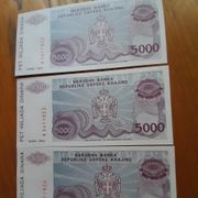 KNIN 1993.5000 Dinara 3 u nizu A UNC