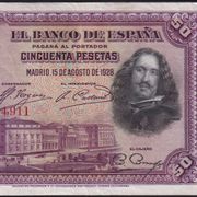 Novčanica Španjolska 50 Pesetas 1928 Pick 75b