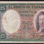Novčanica Španjolska 25 Pesetas 1931 Pick 81