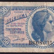 Novčanica Španjolska 50 Centimos 1937 Pick 93