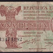 Novčanica Španjolska 1 Peseta 1937 Pick 94