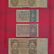 2 novčanice od 10 kuna + 1 i 2 kune iz 1942 godine!!