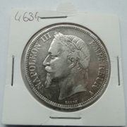 1868 France - 5 Francs - Napoleon III  srebro