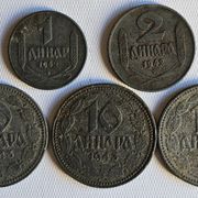 SRBIJA- LOT 1 DINAR, 2 DINARA I 3 × 10 DINARA 1942. WWII