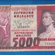 MADAGASKAR 5000 FRANCS 1974  SUPER RIJETKO